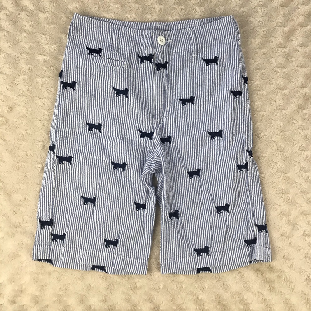 Jack Thomas Shorts Size 10 Blue White Stripes Dog